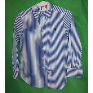 Ralph Lauren Blue And White Striped Dress Shirt Size Youth 8